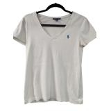 White V-neck T-shirt Ralph Lauren Size L (C)