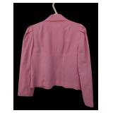 Pink Cropped Blazer with Pleated Shoulders