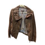 Brown Pu Jacket w/ Puffy Collar Danier M (C)