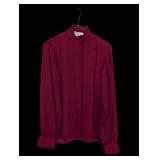 Magali Burgundy Ruffle Trim Blouse