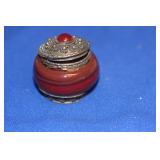 An Oriental Glass and Metal Trinket Box
