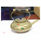 A Chinese Brass and Gemstone Teapot