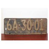 A 1926 New York License Plate
