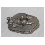 Miniature Pewter Poodle Figurine