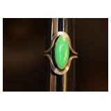 Green Enamel Sterling Ring
