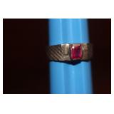 Sterling and Red Stone Ring
