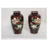 A Pair of Silverwired Japanese Cloisonne Vases