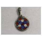 A Small Sterling Millifiori Pendant
