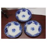 Lot of 3 Antique Burslem Flow Blue Small Bowls