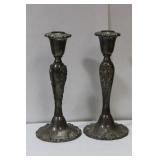 A Pir of Godinger Ornate Silverplated Candlesticks