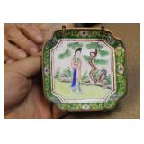 Antique Enamel Chinese Square Dish