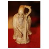 Signed Japanese Carved Bone Okimono