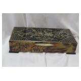 A Faux T o r t oi s e Shell Silver Overlay Box