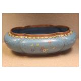 Antique Chinese Cloisonne Oval Bowl