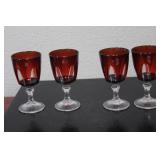 Set of 4 Ruby Red Glass Stem Cups