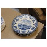 Set of 4 Johnson Brothers Village Scene Plates