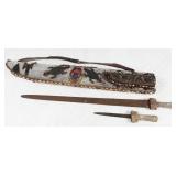 Antique African Yoruba Sword and Knife with Case