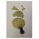 Fragments of Jade - Jade Finial - Coral Earring