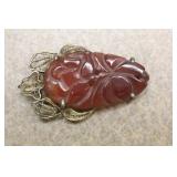 Sterling and Carnillian Jade Clip