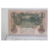 1910 German 50 Mark Bank Note