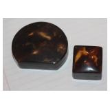 Lot of 2 Faux T o r t oi s e Shell Trinket Boxes