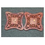 Pair of Inlaid Wood Coasters