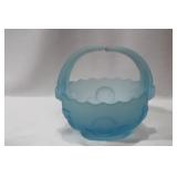 A Teal Blue and Satin Glass Basket
