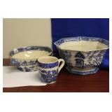 Lot of 3 Antique Blue Willow Articles