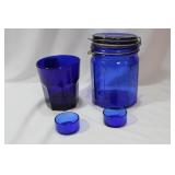 Lot of 4 Cobalt Blue Glass Items