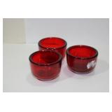 Lot of 3 Ruby Red Glass Cup