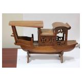 A Chinese Wooden Boat with Stand