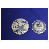 Lot of 2 Antique Porcelain Lids