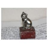Vintage Cast Iron Cat on Book