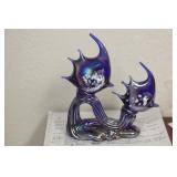 Iridescent Art Glass Twin Fishes