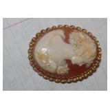 Antique Gold Plated Cameo Brooch