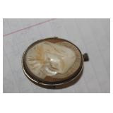 Antique Sterling Silver Cameo Brooch