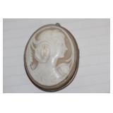 Antique Sterling Silver Cameo Brooch