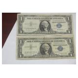 Lot of 2 Blue Seal $1.00 Note