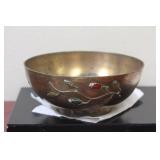 A Chinese Brass Bowl with Stones