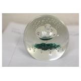Signed Art Glass Control Bubble Paperweight