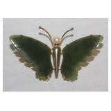 Gold Plated and Jade Butterfly Pin