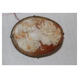 Large Sterling Silver Cameo Brooch