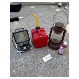Gas can, oil lamp, light