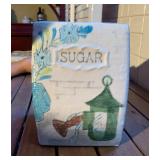 Napcoware Ceramic Square Lidded Sugar Jar & Round Fluted Lidded Jar Lot Napcoware Ceramic Square Lidded Sugar Jar & Round Fluted Lidded Jar Lot