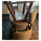 Wood Metal Swivel Bar Stool W Upholstered Back & Seat - Set of 2 (1) Wood Metal Swivel Bar Stool W Upholstered Back & Seat - Set of 2 (1)