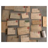 Early 1900s Used Postmarked Stamped Envelopes - Patriotic 1 & 2 Cent Stamps