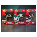 Funko Pop! Heroes DC #374 Batman, #375 The Joker & #377 Robin Figures