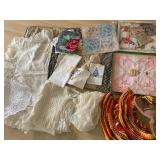 Vintage Linen Lot - Embroidered Handkerchiefs, Lace Doilies, Crocheted Trivets 