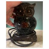 Vintage Tiffany-Style Mosaic Stained Glass Owl Accent Lamp