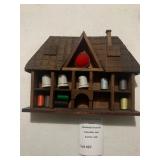 Vintage Wooden Wall Thimble Display House W:Thimbles